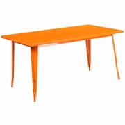 COMMERCIAL GRADE 31.5" X 63" RECTANGULAR ORANGE METAL INDOOR-OUTDOOR TABLE: <font color=green>FREE SHIPPING!</font>