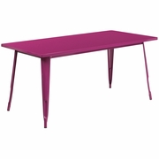 COMMERCIAL GRADE 31.5" X 63" RECTANGULAR PURPLE METAL INDOOR-OUTDOOR TABLE: <font color=green>FREE SHIPPING!</font>