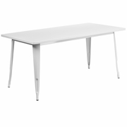 COMMERCIAL GRADE 31.5" X 63" RECTANGULAR WHITE METAL INDOOR-OUTDOOR TABLE: <font color=green>FREE SHIPPING!</font>