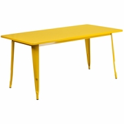 COMMERCIAL GRADE 31.5" X 63" RECTANGULAR YELLOW METAL INDOOR-OUTDOOR TABLE: <font color=green>FREE SHIPPING!</font>