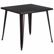 COMMERCIAL GRADE 31.75" SQUARE BLACK-ANTIQUE GOLD METAL INDOOR-OUTDOOR TABLE: <font color=green>FREE SHIPPING!</font>
