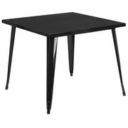 COMMERCIAL GRADE 35.5" SQUARE BLACK METAL INDOOR-OUTDOOR TABLE: <font color=green>FREE SHIPPING!</font>