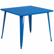 COMMERCIAL GRADE 35.5" SQUARE BLUE METAL INDOOR-OUTDOOR TABLE: <font color=green>FREE SHIPPING!</font>