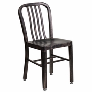 COMMERCIAL GRADE BLACK-ANTIQUE GOLD METAL INDOOR-OUTDOOR CHAIR: <font color=green>FREE SHIPPING!</font>