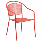 COMMERCIAL GRADE CORAL INDOOR-OUTDOOR STEEL PATIO ARM CHAIR WITH ROUND BACK <font color=green>FREE SHIPPING!</font>