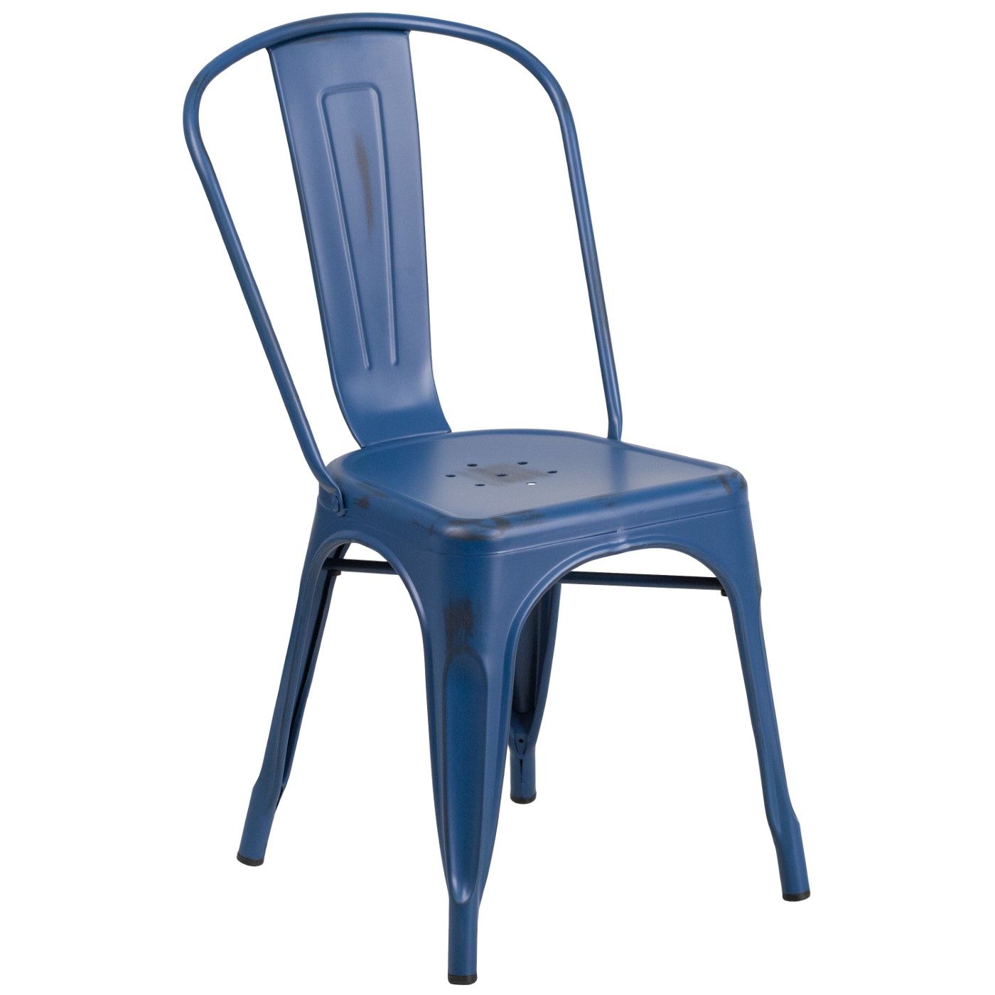 COMMERCIAL GRADE DISTRESSED ANTIQUE BLUE METAL INDOOR-OUTDOOR STACKABLE CHAIR: <font color=green>FREE SHIPPING!</font> COMMERCIAL GRADE DISTRESSED ANTIQUE BLUE METAL INDOOR-OUTDOOR STACKABLE CHAIR: <font color=green>FREE SHIPPING!</font>