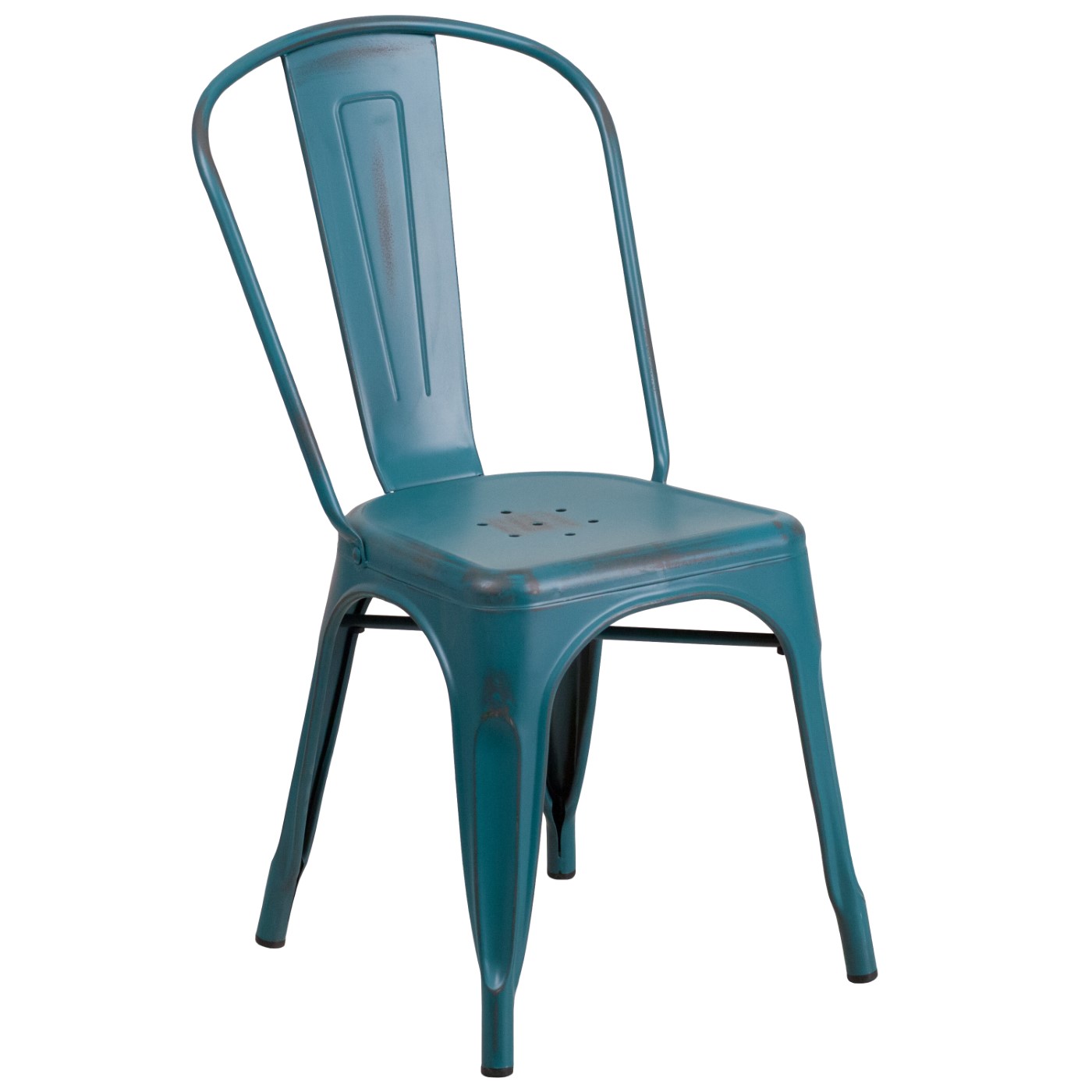 COMMERCIAL GRADE DISTRESSED KELLY BLUE-TEAL METAL INDOOR-OUTDOOR STACKABLE CHAIR: <font color=green>FREE SHIPPING!</font> COMMERCIAL GRADE DISTRESSED KELLY BLUE-TEAL METAL INDOOR-OUTDOOR STACKABLE CHAIR: <font color=green>FREE SHIPPING!</font>