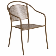 COMMERCIAL GRADE GOLD INDOOR-OUTDOOR STEEL PATIO ARM CHAIR WITH ROUND BACK: <font color=green>FREE SHIPPING!</font>