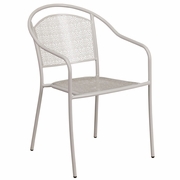 COMMERCIAL GRADE LIGHT GRAY INDOOR-OUTDOOR STEEL PATIO ARM CHAIR WITH ROUND BACK: <font color=green>FREE SHIPPING!</font>