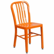 COMMERCIAL GRADE ORANGE METAL INDOOR-OUTDOOR CHAIR: <font color=green>FREE SHIPPING!</font>