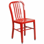 COMMERCIAL GRADE RED METAL INDOOR-OUTDOOR CHAIR: <font color=green>FREE SHIPPING!</font>