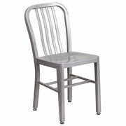 COMMERCIAL GRADE SILVER METAL INDOOR-OUTDOOR CHAIR: <font color=green>FREE SHIPPING!</font>