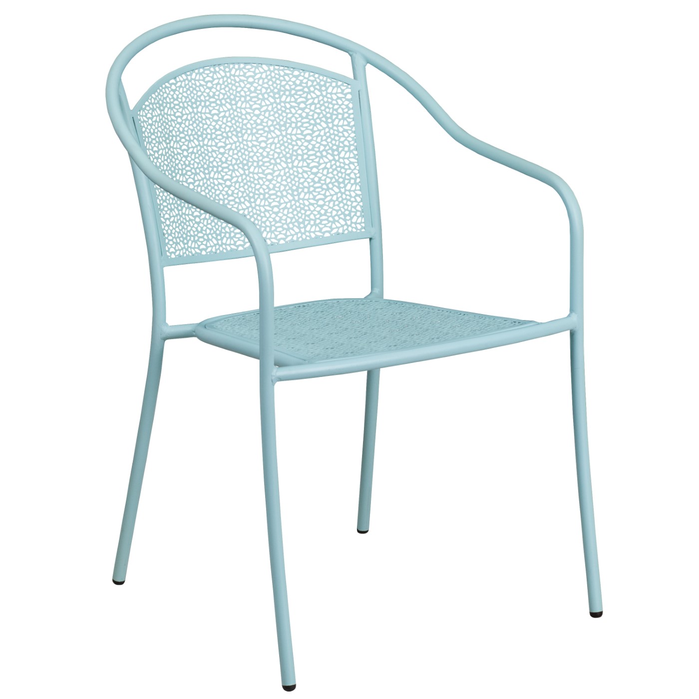 COMMERCIAL GRADE SKY BLUE INDOOR-OUTDOOR STEEL PATIO ARM CHAIR WITH ROUND BACK: <font color=green>FREE SHIPPING!</font> COMMERCIAL GRADE SKY BLUE INDOOR-OUTDOOR STEEL PATIO ARM CHAIR WITH ROUND BACK: <font color=green>FREE SHIPPING!</font>