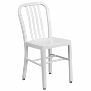 COMMERCIAL GRADE WHITE METAL INDOOR-OUTDOOR CHAIR: <font color=green>FREE SHIPPING!</font>