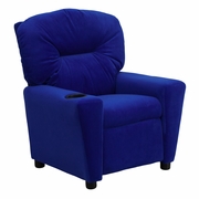 CONTEMPORARY BLUE MICROFIBER KIDS RECLINER WITH CUP HOLDER: <font color=green>FREE SHIPPING!</font>