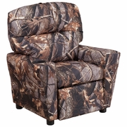 CONTEMPORARY CAMOUFLAGED FABRIC KIDS RECLINER WITH CUP HOLDER: <font color=green>FREE SHIPPING!</font>