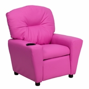 CONTEMPORARY HOT PINK VINYL KIDS RECLINER WITH CUP HOLDER: <font color=green>FREE SHIPPING!</font>