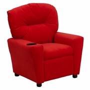 CONTEMPORARY RED MICROFIBER KIDS RECLINER WITH CUP HOLDER: <font color=green>FREE SHIPPING!</font>