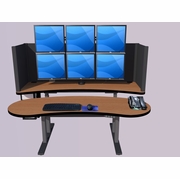 CONTROL ROOM DESK: Vertically Height Adjustable W/Four Electric Motors #EHRFQ-1865-95. Dim: 95"W x 53.25"D. REV-93023<br>BAA COMPLIANT SEE BELOW.<br>REV4-2-25