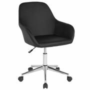 CORTANA HOME AND OFFICE MID-BACK CHAIR IN BLACK LEATHERSOFT: <font color=green>FREE SHIPPING!</font>