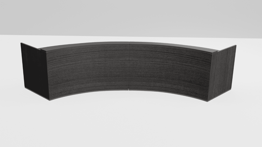 COUNCIL CHAMBERS DESK - CRESCENT SHAPED - SEATS 6.