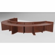COUNCIL CHAMBERS DESK. DAIS FURNITURE HORSESHOE SHAPED SEATS 12*. DESIGNED AS A COST ALTERNATIVE TO OUR ARD CUSTOM WOOD DESIGN. <a href="mailto:tom@ergonomichome.com">Click to email for a quote.</a>