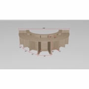 COUNCIL CHAMBERS DESK - DAIS FURNITURE - HORSESHOE SHAPED SEATS 7. CENTER SECTION FOR MAYOR. <a href="mailto:tom@ergonomichome.com"> >Click to email for a quote.<</a>