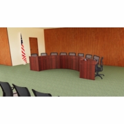 COUNCIL CHAMBERS DESK. DAIS FURNITURE HORSESHOE SHAPED SEATS 9. <a href="mailto:tom@ergonomichome.com"> >Click to email for a quote.< </a>