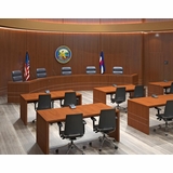 Courtroom Furniture: Judge's Bench, Attorney's Desks, Dais Council Chambers Desks, Courtroom Benches, Jury Boxes. Two Price Points: ARD Handmade & Budget.