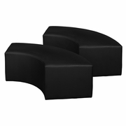 CURVED VINYL OTTOMAN (SET OF 2)- BLACK <FONT COLOR=GREEN>-FREE SHIPPING-</FONT>