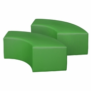 CURVED VINYL OTTOMAN (SET OF 2)- ENVY GREEN <FONT COLOR=GREEN>-FREE SHIPPING-</FONT>