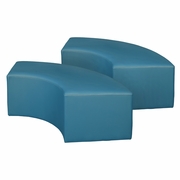 CURVED VINYL OTTOMAN (SET OF 2)- PEACOCK TEAL <FONT COLOR=GREEN>-FREE SHIPPING-</FONT>