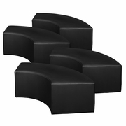 CURVED VINYL OTTOMAN (SET OF 4)- BLACK <FONT COLOR=GREEN>-FREE SHIPPING-</FONT>