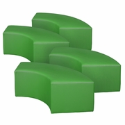 CURVED VINYL OTTOMAN (SET OF 4)- ENVY GREEN <FONT COLOR=GREEN>-FREE SHIPPING-</FONT>