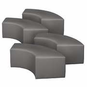 CURVED VINYL OTTOMAN (SET OF 4)- GREY <FONT COLOR=GREEN>-FREE SHIPPING-</FONT>