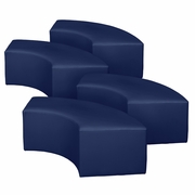 CURVED VINYL OTTOMAN (SET OF 4)- NAVAL BLUE <FONT COLOR=GREEN>-FREE SHIPPING-</FONT>