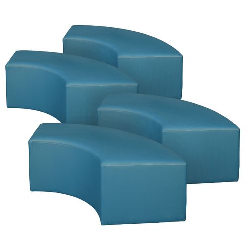 CURVED VINYL OTTOMAN (SET OF 4)- PEACOCK TEAL <FONT COLOR=GREEN>-FREE SHIPPING-</FONT>