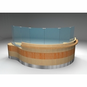CUSTOM RECEPTION DESKS WITH SOCIAL DISTANCING VERTICAL PROTECTIVE SHIELDS. CONTEMPORARY, TRANSITIONAL, TRADITIONAL: