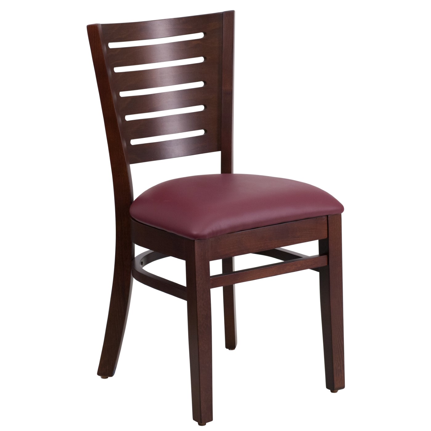 DARBY SERIES SLAT BACK WALNUT WOOD RESTAURANT CHAIR - BURGUNDY VINYL SEAT: <font color=green>FREE SHIPPING!</font> DARBY SERIES SLAT BACK WALNUT WOOD RESTAURANT CHAIR - BURGUNDY VINYL SEAT: <font color=green>FREE SHIPPING!</font>