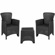 DARK GRAY FAUX RATTAN PLASTIC CHAIR SET WITH MATCHING SIDE TABLE: <font color=green>FREE SHIPPING!</font> DARK GRAY FAUX RATTAN PLASTIC CHAIR SET WITH MATCHING SIDE TABLE: <font color=green>FREE SHIPPING!</font>