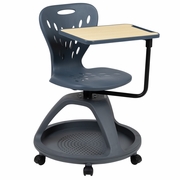 DARK GRAY MOBILE DESK CHAIR WITH 360 DEGREE TABLET ROTATION AND UNDER SEAT STORAGE CUBBY: <font color=green>FREE SHIPPING!</font>