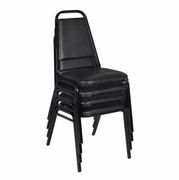 DINING CUSHIONED RESTAURANT STACKABLE CHAIR (4 PACK)- BLACK <FONT COLOR=GREEN>-FREE SHIPPING-</FONT>