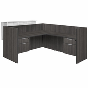 DOUBLE BOX FILE PEDESTAL RECEPTION DESK WITH WHITE TRANSACTION TOP- ASH GREY <FONT COLOR=GREEN>-FREE SHIPPING-</FONT> DOUBLE BOX FILE PEDESTAL RECEPTION DESK WITH WHITE TRANSACTION TOP- ASH GREY <FONT COLOR=GREEN>-FREE SHIPPING-</FONT>