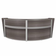 DOUBLE-UNIT RECEPTION CURVED DESK WORKSTATION 124.25W X 49D- DRIFTWOOD GREY <FONT COLOR=GREEN>-FREE SHIPPING-</FONT>