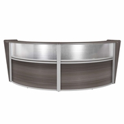 DOUBLE-UNIT RECEPTION CURVED DESK WORKSTATION 124.25W X 49D -  DRIFTWOOD GREY <FONT COLOR=GREEN>-FREE SHIPPING-</FONT>
