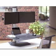 DUAL MONITOR STANDS SUPPORT TWO MONITORS HORIZONTALL OR VERTICALLY. ELECTRIC MOTORIZED HEIGHT ADJUSTABLE OR FIXED. VESA MOUNT: