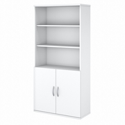 EASY OFFICE 5 SHELF BOOKCASE WITH DOORS: WHITE  <FONT COLOR=GREEN>-FREE SHIPPING-</FONT>
