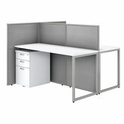 EASY OFFICE 60W 2 PERSON CUBICLE DESK WITH FILE CABINETS AND 45H PANELS.  <FONT COLOR=GREEN>-FREE SHIPPING-</FONT> EASY OFFICE 60W 2 PERSON CUBICLE DESK WITH FILE CABINETS AND 45H PANELS.  <FONT COLOR=GREEN>-FREE SHIPPING-</FONT>