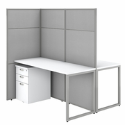 EASY OFFICE 60W 2 PERSON CUBICLE DESK WITH FILE CABINETS AND 66H PANELS.  <FONT COLOR=GREEN>-FREE SHIPPING-</FONT> EASY OFFICE 60W 2 PERSON CUBICLE DESK WITH FILE CABINETS AND 66H PANELS.  <FONT COLOR=GREEN>-FREE SHIPPING-</FONT>
