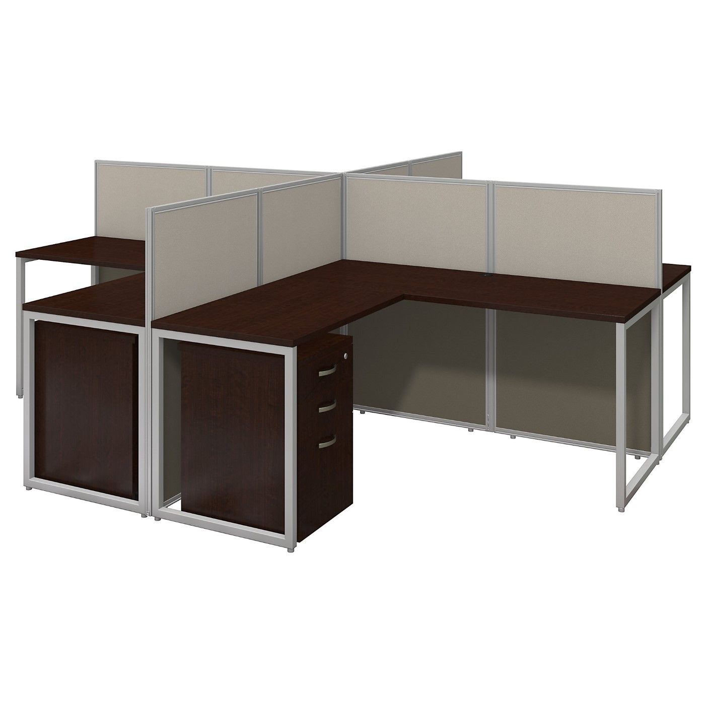 EASY OFFICE 60W 4 PERSON L SHAPED CUBICLE DESK WITH DRAWERS AND 45H PANELS. <FONT COLOR=GREEN>-FREE SHIPPING-</FONT> EASY OFFICE 60W 4 PERSON L SHAPED CUBICLE DESK WITH DRAWERS AND 45H PANELS. <FONT COLOR=GREEN>-FREE SHIPPING-</FONT>